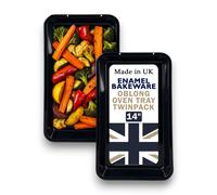 Great British Bakeware 2 Pack 32cm Vitreous Enamel Extra Large Baking Tray Oven & Roasting Tray, Heavy Duty Vitreous Enamel Bakeware, Roasting Tin, Baking Pan, Made in England, Scratch Resistant