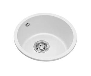 35cm White Round Quartz Stone Undermount Kitchen & Bar Sink - Granite Material, Modern Design for Ele Home Décor, Perfect for Slish Interiors