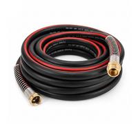 35FT RV Black Water Hose, 5/8" Hybrid No-Kink Sewer Flush Hose with 3/4" Solid Brass Fittings, Flexible Camper Tank Cleaning Hose for Black & Gray Water Tanks (Black Red)