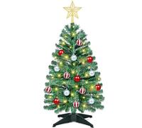 35In Mini Christmas Tree with 50 LED Lights, Small Tabletop Decoration | Timer & 8 Modes, Green Artificial PVC Small Xmas Tree with Star Topper, Warm White Lights 15 Ornaments-balls for Indoor Decor