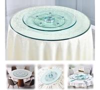 35in Tabletop Turntable Large Lazy Susan 31in Round Circle Rotating Tray for Dining Table 27in Home Food Display Swivel Serving Plate Tempered Glass Turntable for Family Dinners