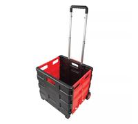 35kg Large Folding Storage Cart Pack 'n' Go Shopping Trolley Boot (Black-Red)