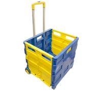 35kg Large Folding Storage Cart Pack 'n' Go Shopping Trolley Boot (Blue-Yellow)