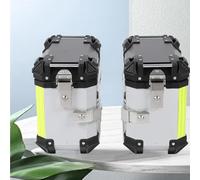 35L Aluminum Motorcycle Side Case Motorbike Hard Side Saddlebag Box Trunk Silver/Black Luggage Panniers 1 Pair With Security Lock For Helmet Luggage Include Tool Storage Box(Silver)