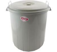 35L Grey Lockable Dustbin with Secure Clip-Lock Lid - Heavy-Duty Outdoor Rubbish Bin for Garden, Home, Waste, Recycling & Storage - Weatherproof Plastic Dustbin with Handles, Durable Bin for Household