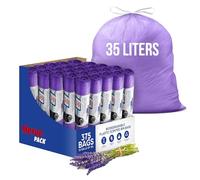 35L Lavender Scented Bin Bags with Drawstrings, 375 Count - Kitchen and Bathroom Bin Liners for Home Use - Scented Bin Bags Keep Your Bin Fresh and Odor-Free, Ideal Trash Bags and Garbage Bags