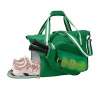 35L Pickleball Tote Bag with Shoe Compartment, Foldable Travel Duffel Bag for Women Mens, Pickleball Paddles Holder, 3 in 1 Versatile Travelling Sport Gym Hospital Holdall, Gerrn (Green, 35L)