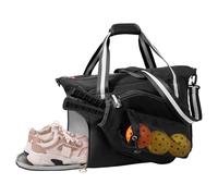 35L Pickleball Tote Bag with Shoe Compartment, Foldable Travel Duffel Bag for Women Mens, Pickleball Paddles Holder, 3 in 1 Versatile Travelling Sport Gym Hospital Holdall, Orange (Mirror Black, 35L)