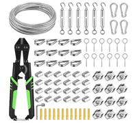 35M 3MM Garden Wire Rope Kit, 304 Stainless Steel PVC Coated Cable Rope For Climbing Plants, with Wire Rope Cutter, Wire Rope Turnbuckles Set with Eyelets Rope Tensioner, Outdoor Catenary Cable