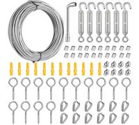 35M Stainless Steel Wire Rope Kit, Climbing Plant Support with Turnbuckles, Hooks, Thimbles & Clamps Catenary Fence Wire Rope Trellis Kit for Climbing Plants, Trellis, Fence, Outdoor Camping