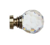 35mm Antique Brass Poles Apart Metal Curtain Pole Finials Pack of 2 (Acrylic Ball Finial)