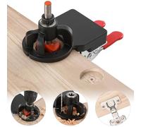 35mm Cabinet Hinge Jig, Cabinet Door Hinge Jig with 2 Retaining Clips, Aluminum Alloy Concealed Hinge Jig with Adjustable Quick-Punch Drill Guide For Woodworking Door Cabinet Hinges Mounting Tool