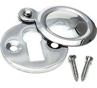 35mm Chrome Covered Key Escutcheon Round Door Keyhole Plate with Screws