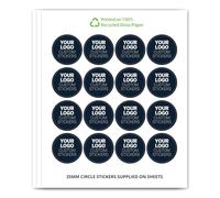 35mm Circle Custom Logo Sticker Sheets - Personalised Business Labels - Upload Your Own Design - Recycled Gloss Paper - UK Printed Brand Labels