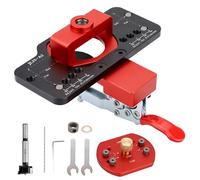35mm Concealed Door Hinge Jig, Adjustable Cabinet Door Hinge Mounting Tool, Aluminum Alloy Pocket Hole Jig Kit, Fits 45/48/52mm Hinges, Adjustable Edge Spacing & Drilling Depth