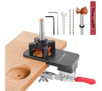 35mm Concealed Door Hinge Jig, Aluminum Alloy Accurate Locking Cabinet Hinge Hole Jig, Drilling Hole Puncher with Quick Clamp, Household Woodworking Tools for Kitchen Wardrobe Door Hinges Mounting