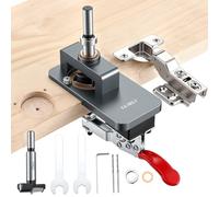35mm Concealed Hinge Jig, Aluminium Alloy Cabinet Hinge Drill Guide with Quick Clamp & Double Bearings, Accurate Woodworking Hole Punch Tool for Cupboard, Cabinet & Wardrobe Door Hinge Fitting