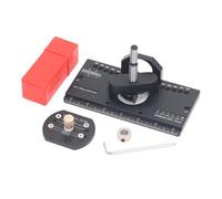 35mm Concealed Hinge Jig Kit, Adjustable Drilling Depth Cabinet Hinge Jig, Aluminum Alloy Door Hinge Jig for Woodworking with Hex Wrench and Storage Box
