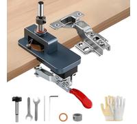 35mm Concealed Hinge Jig, Kitchen Hinge Jig, Metal Cabinet Door Hinge Jig | Hinge Cutter, Cabinet Hinge Jig Drilling Hole Puncher with Clamp, Woodworking Tools and Equipment, Cabinet Door Mounting Jig