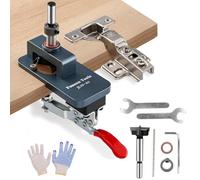 35mm Concealed Hinge Jig, Metal Cabinet Door Hinge Jig, Accurate Hinge Drilling Hole Puncher Hole Guide Locator with Quick Clamp, Household Woodworking Tools for Door Cabinets Hinges Mounting