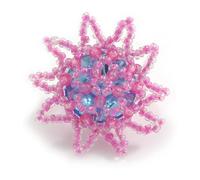 35mm D/Baby Pink Glass and Light Blue Acrylic Bead Sunflower Stretch Ring - Size S/M