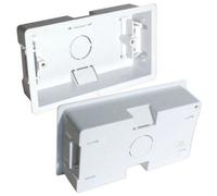 35mm Deep Twin Plastic Dry Lining Back Box 1 Gang Wall Flush Mount Pattress