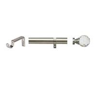 35mm Diameter Metal Eyelet Curtain Pole Rod Set with Designer Adjustable Brackets & Acrylic Ball End Finials (Satin Silver, 300cm)