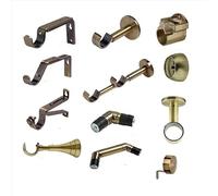 35mm Diameter Various Styles Curtain Pole Brackets Antique Brass (2, 35mm Baypole Single Corner Joint)