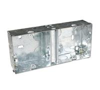 Loops 35mm Dual/Double Metal Flush Mounted Back Box - 2 Gang Brick Wall Hole Pattress