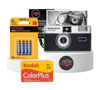 35mm Film Camera Bundle Includes Black Swiss+Go Novocolor Analogue Film Camera with Kodak ColorPlus 24 EXP Film, Kodak Max Super Alkaline AAA Batteries and Clikoze Film Photography Tips Card