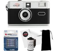 35mm Half Frame Film Camera Starter Bundle with 36 Exp Film, Carrying Case, 4 x AAA Batteries and Lens Cloth - Black