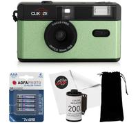 35mm Half Frame Film Camera Starter Bundle with 36 Exp Film, Carrying Case, 4 x AAA Batteries and Lens Cloth - Sage Green
