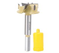 35mm Hinge Boring Bit Carbide Cutting Teeth High Concentricity Woodworking Drill Bit for Furniture Door Alloy Gold 9mm Hex Shank 10mm Drilling Depth