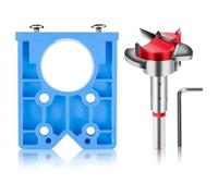 35mm Hinge Jig Drill Bits Set Forstner Bit Sets Positioner Concealed Door Hole Drilling Woodworking DIY Tools for Cabinet Hinges Mounting Plates Kitchen Cupboard and Wood Furniture (Blue)