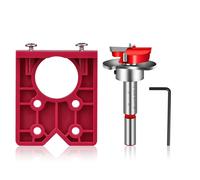 35mm Hinge Jig Drill Guide Set with 3x Forstner Bits, V-Locator & Depth Stop for Concealed Hinge Holes in Wood Furniture