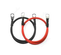 35mm² Inverter Solar Silicone Wire 3AWG Battery Cable With M6 M8 M10 Lug Rings Red Black Electrical Wire(Black and Red,120cm,M8-M8)