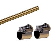 35mm Metal Eyelet Curtain Pole Rod with Designer Recess Supports (Antique Brass, 240cm)