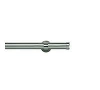 35mm Metal Eyelet Curtain Pole Track, Satin Steel, End Cap Stud Finial, Trade Pole, (200 cm)