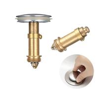35mm Pop Up Sink Plug Replacement, Universal Basin Sink Plugs Sink Drainer Plug with Pop Up Click Clack Brass Plug Bolt for Bathroom Vanity Sink Washbasin Drain Stopper (1 Chrome Cap+2 Brass Bolt)