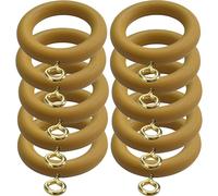 35mm x 54mm Beech Curtain Rings Effect Drapery Pole Rod Rings Curtain Loops Gliders with Eye for 28mm Pole (Pack of 10)