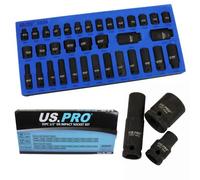 35pc 1/2'' Dr Impact Socket Set Deep Shallow EVA Foam Tray 8-32mm US Pro