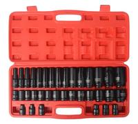 35pcs 1/2" Drive 6 Point 8-32mm Metric Deep Impact Socket Set Car Garage Tools