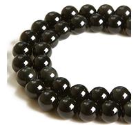 35pcs 10mm Black Obsidian Beads Natural Gemstone Beads Round Loose Beads for Jewelry Making
