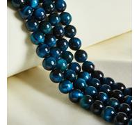 35pcs 10mm Natural Aquamarine Tiger Eye Beads Gemstone Beads Round Loose Beads for Jewelry Making