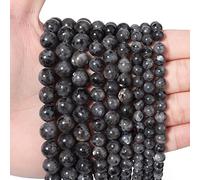 35pcs 10mm Natural Black Larvikite Stone Beads, Energy Crystal Healing Power Gemstone for Jewelry Making, DIY Bracelet Necklace