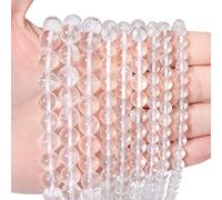 35pcs 10mm Natural Clear Quartz Crystal Gemstone Beads Energy Healing Crystal Round Loose Stone Beads for Jewelry Making, DIY Bracelets Necklaces