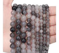 35pcs 10mm Natural Cloudy Quartz Crystal Gemstone Beads Energy Healing Crystal Round Loose Stone Beads for Jewelry Making, DIY Bracelets Necklaces