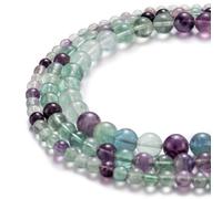 35pcs 10mm Natural Fluorite Crystal Beads Round Stone Loose Gemstone Beads for Jewelry Making Strand 15 Inch