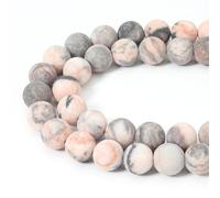 35pcs 10mm Natural Matte Pink Zebra Jasper Beads Energy Healing Crystal Round Loose Stone Beads for Jewelry Making, DIY Bracelets Necklaces