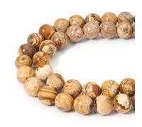 35pcs 10mm Natural Picture Jasper Gemstone Beads Energy Healing Crystal Round Loose Stone Beads for Jewelry Making, DIY Bracelets Necklaces